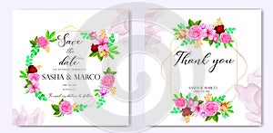 Beautiful floral frame for wedding invitation and thank you card