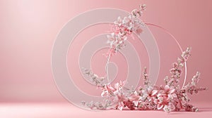 Beautiful floral hoop on a pink background