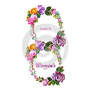 Beautiful floral with 8march womens day card design