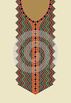 Beautiful floral neckline embroidery on brown background.geometric ethnic oriental pattern traditional.Aztec style abstract vector