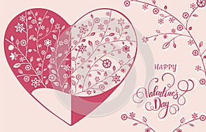 Beautiful floral ornate heart. Valentine card