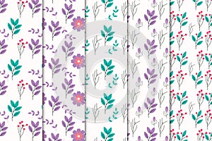 Beautiful floral pattern decoration on white backgrounds. Seamless nature pattern background for fabric prints. Endless flower