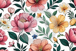 beautiful floral pattern. seamless patternbeautiful floral pattern. seamless patternwatercolor floral seamless pattern photo