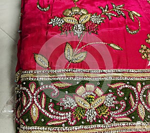 Beautiful floral pattern of zardozi hand embroidery