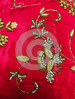 Beautiful floral pattern of zardozi hand embroidery