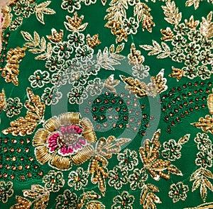 Beautiful floral pattern of zardozi handwork