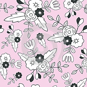 Beautiful floral seamless pattern. Perfect for textile, wrapping, web and all kind of decorative projects. Vector illustration.