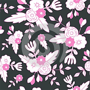 Beautiful floral seamless pattern. Perfect for textile, wrapping, web and all kind of decorative projects. Vector illustration.