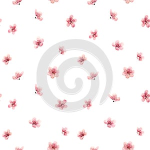 Beautiful floral summer seamless pattern with watercolor field abstract flowers. Stock illustration.