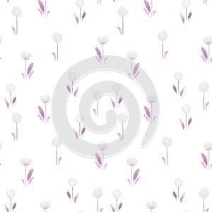 Beautiful floral summer seamless pattern with watercolor hand drawn field abstract flowers. Stock illustration.