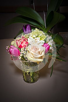 Beautiful flower arrangement in glass vase