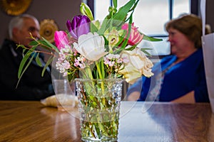 Beautiful flower arrangement in glass vase