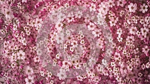 Beautiful flower background of pink gypsophila flowers. Flat lay, top view. Floral pattern