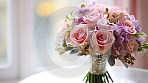Beautiful flower bouquet for express love in a valentine day, anniversary, casual date, romantic dinner, wedding ceremony, table