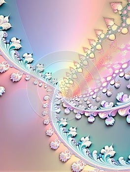 Beautiful flower fractal on a pastel background spiraling out from the center