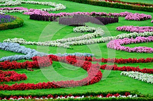 Beautiful flower garden in Schonbrunn palace - Vienna Austria