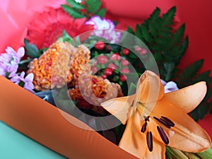 Beautiful flower master with natural bright colors aroma gift photo