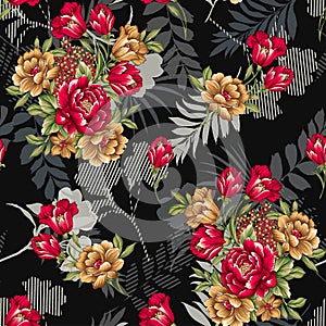 Beautiful flower pattern, floral colorful seamless allover design,watercolor Textile Design.wallpaper fabric print with background