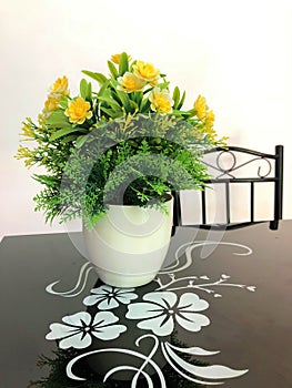 Beautiful flower pot in home.