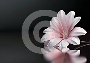 Beautiful flower on a reflective surface minimalist black background