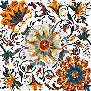 Beautiful flower seamless pattern, AI generated. Pattern for advertising materials, textile products, printed products and other