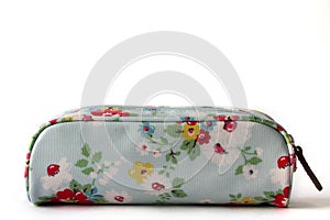 Beautiful Flower sky blue pencil bag isolated on white background