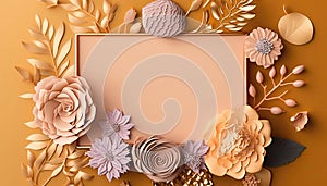 Beautiful flowers flower frame flat lay, top view, free space.