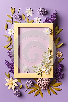 Beautiful flowers flower frame flat lay, top view, free space.