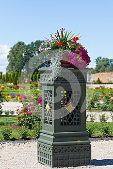 Beautiful flowers in the garden of the Rundale palace