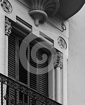 Beautiful flowers are standing on the capitals