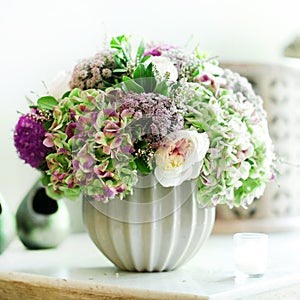 Beautiful flowers White pot.