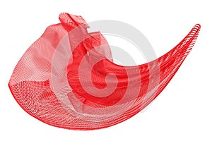 Beautiful flowing colored particles. Red wavy shape made of small cubes. 3D rendering image