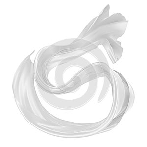 Beautiful flowing fabric of white wavy silk or satin. 3d rendering image