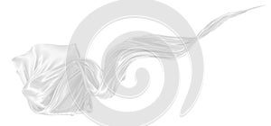 Beautiful flowing fabric of white wavy silk or satin. 3d rendering image