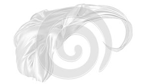 Beautiful flowing fabric of white wavy silk or satin. 3d rendering image