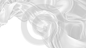 Beautiful flowing fabric of white wavy silk or satin. 3d rendering image