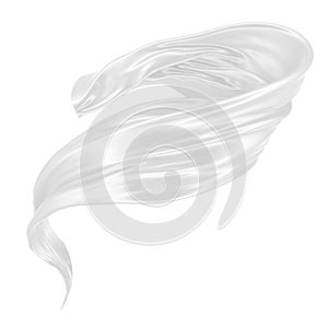 Beautiful flowing fabric of white wavy silk or satin. 3d rendering image