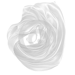 Beautiful flowing fabric of white wavy silk or satin. 3d rendering image