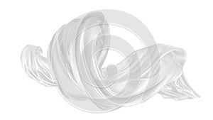 Beautiful flowing fabric of white wavy silk or satin. 3d rendering image