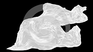 Beautiful flowing fabric of white wavy silk or satin. 3d rendering image.