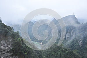 The beautiful fog mountains landscape in spring