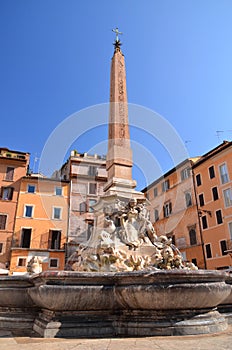 Beautiful Fontana del Pantheon on Piazza della Rotonda in Rome, Italy