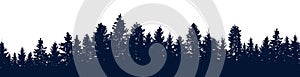 Beautiful forest silhouette, coniferous trees. Vector illustration