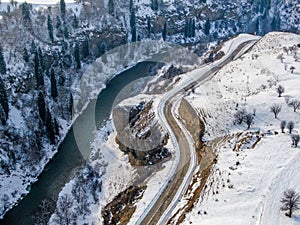 Beautiful forest snow scene in the West Tianshan Mountains in winter