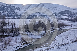 Beautiful forest snow scene in the West Tianshan Mountains in winter