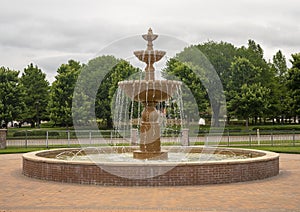 Beautiful fountain in Central Park directly across Southlake Boulevard from Town Square of Southlake, Texas. photo