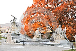 Beautiful fountain in Cesky Krumlov