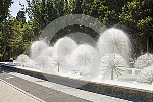 Beautiful fountain on a clear Sunny day in the seaside Boulevard of Baku, Republic of Azerbaijan.