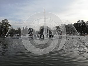 beautiful fountain in Gorky Park in Moscow