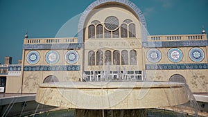 Beautiful fountain nearly Central Souq in Sharjah City in United Arab Emirates